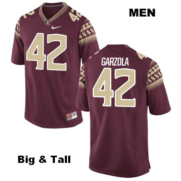 Men's NCAA Nike Florida State Seminoles #42 Richard Garzola College Big & Tall Red Stitched Authentic Football Jersey XRK0869ES